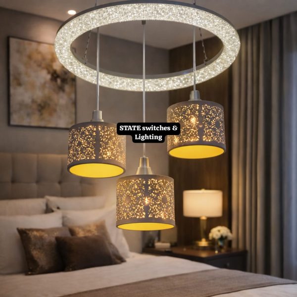 Lumia 4-Drop Pendant Light with Crystal Halo Ring