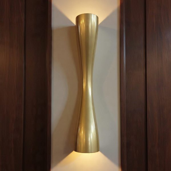 Modern Hourglass LED Wall Light with Brushed Gold Sculptural Design