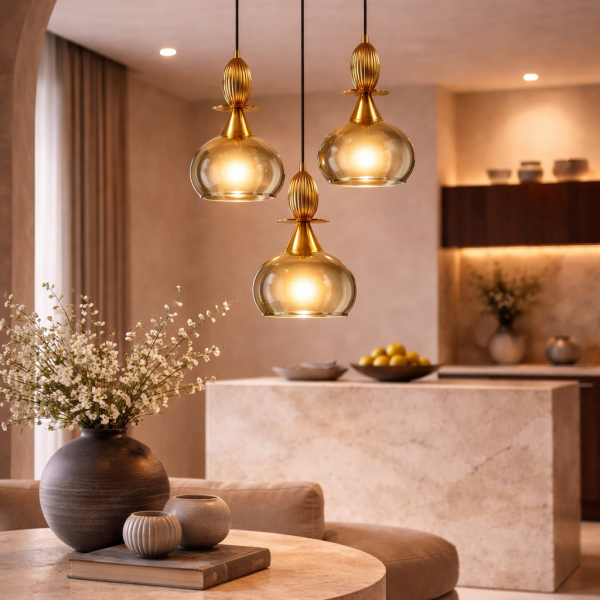 Modern Golden Globe Triple Pendant Light – Designer Luxury Hanging Lamp