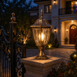 Modern Antique Lantern with Textured Glass Glow