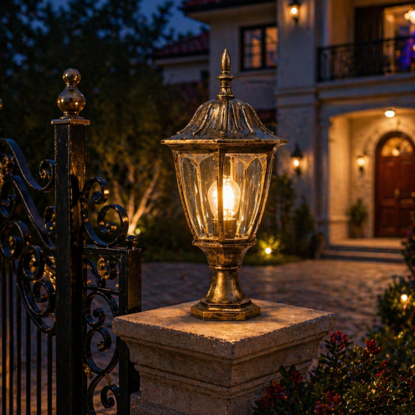 Modern Antique Lantern with Textured Glass Glow