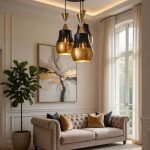 Black & Gold Designer Triple Pendant Light – Luxury Hanging Chandelier