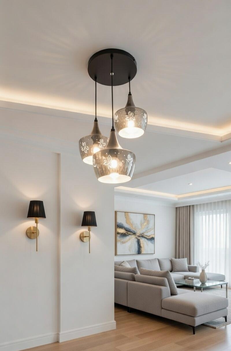 Smoked Glass Triple Pendant Light – Modern Elegant Hanging Lamp