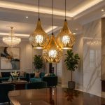 Golden Floral Designer Triple Pendant Light – Luxury Decorative Hanging Lamp