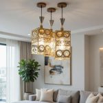 Golden Square Triple Pendant Light – Luxury Designer Hanging Lamp