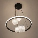 Modern Ring LED Chandelier with Hanging Glass Pendants – Luxury Designer Ceiling Light