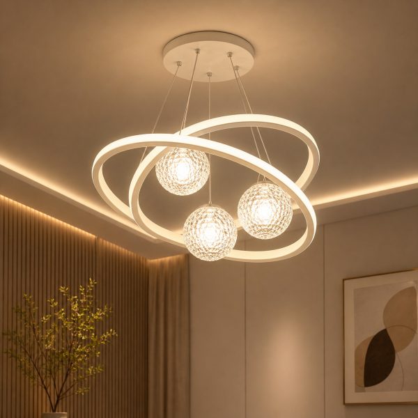 Triple Ring Crystal Globe Chandelier – Designer Ceiling Light