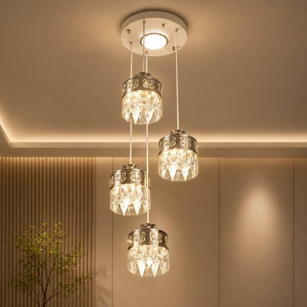Luxury Hanging Crystal Cluster Chandelier – Multi-Level Pendant