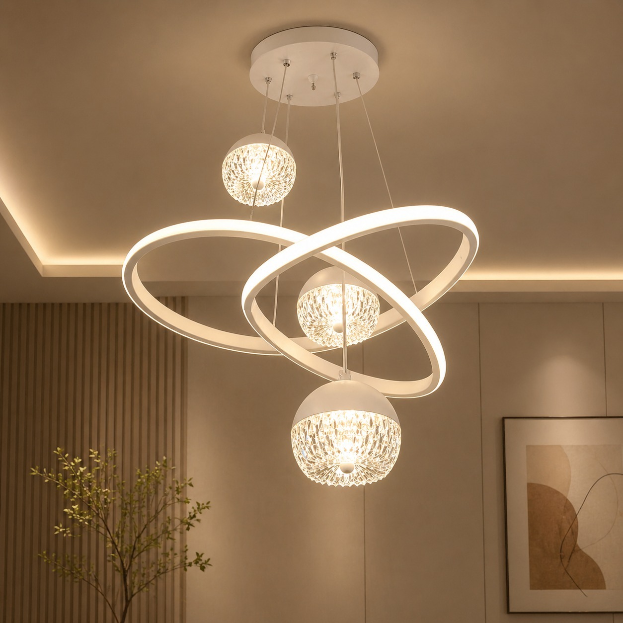 Luxury Hanging Crystal Cluster Chandelier – Multi-Level Pendant