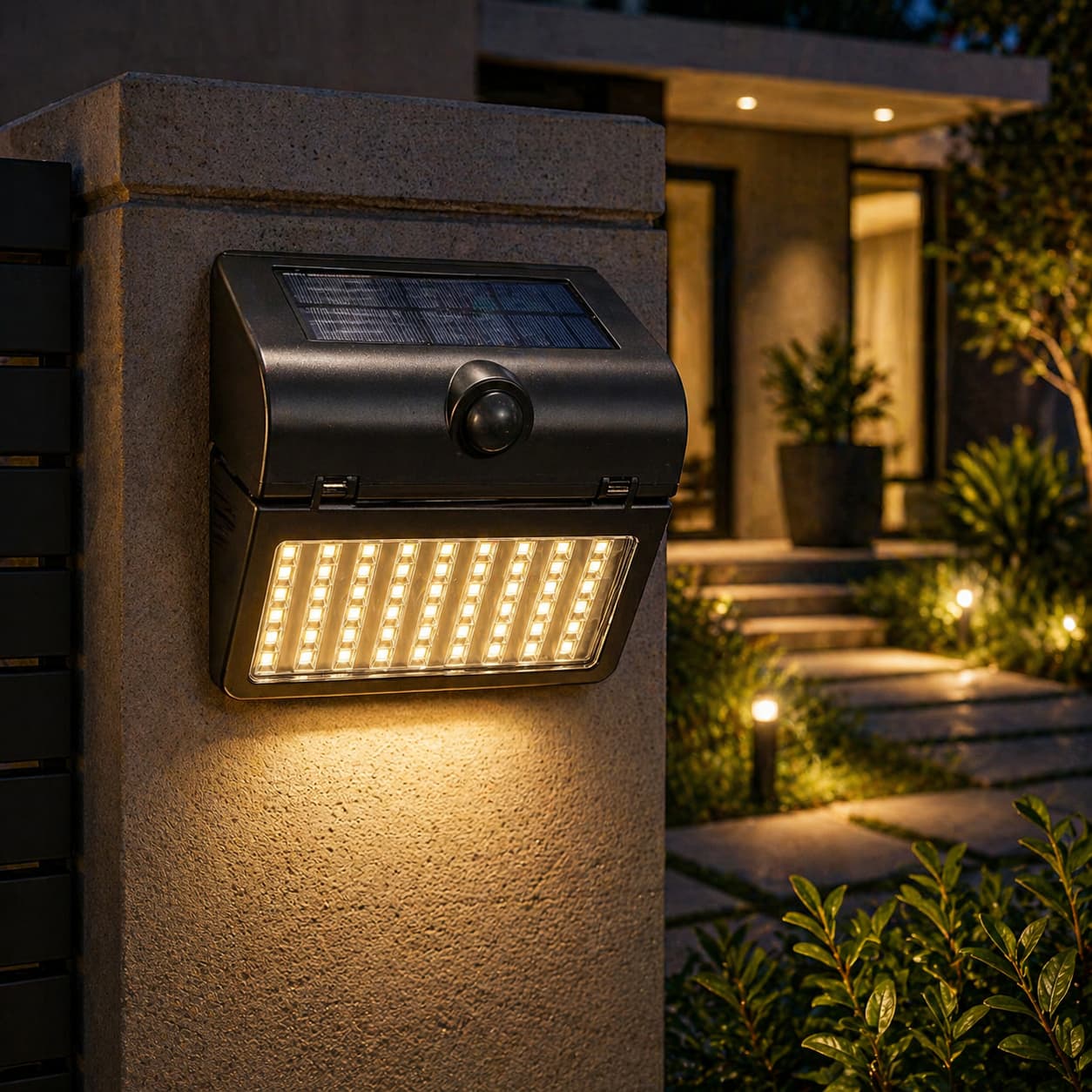 Smart Solar Wall Light with Motion Sensor & High-Brightness LED Panel