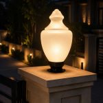 Classic Frosted Glass Outdoor Pillar Gate Light