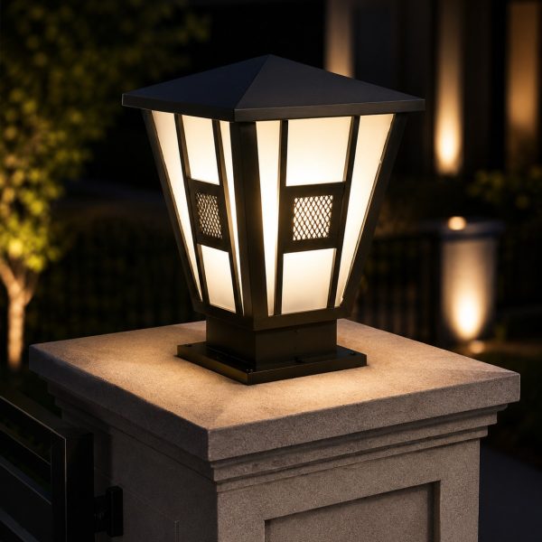 Classic Black Square Outdoor Pillar Gate Light