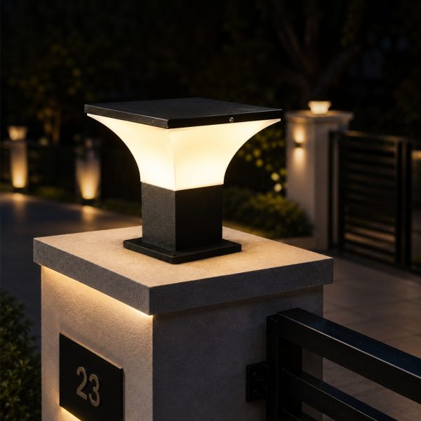 Modern Square Outdoor Pillar Gate Light