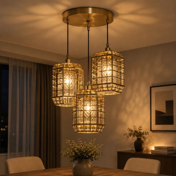 Luxury Triple Cage Pendant Chandelier