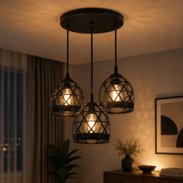 Triple Dome Cage Pendant Chandelier