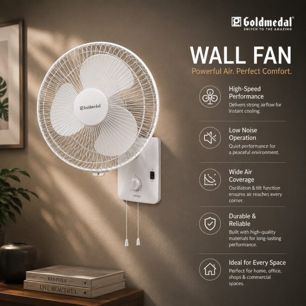 Goldmedal Airon Wall Fan – High Speed Oscillating Wall Fan